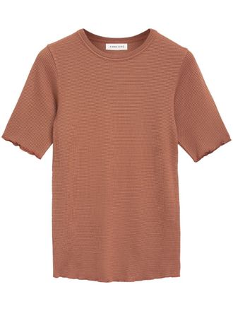 Anine Bing Caitlyn crepe-textured T-shirt - Brown