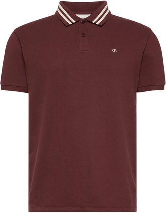Calvin Klein striped-collar polo shirt - men - Cotton - M - Red