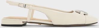 Charles & Keith Patent Leather Metallic-Accent Slingback Flats