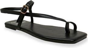 Chase + Chloe by Intouch Footwear Toe Loop Sandal in Black Pu at Nordstrom Rack, Size 6.5
