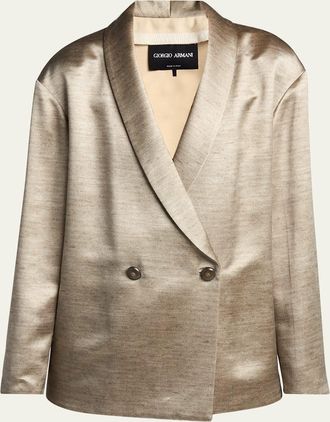 Giorgio Armani Silk Double-Breasted Blazer Jacket