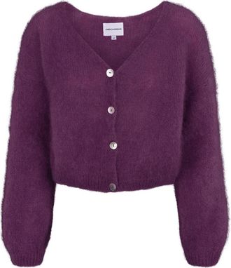Americandreams Cornelia Cropped Cardigan - Dames - Vesten - Paars - S - Wol - Truien & Vesten