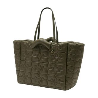 Ganni Quilted Synthetic Tote Bag - Green