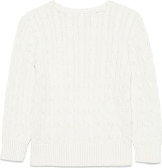 Polo Ralph Lauren Boys Sweater Cable-Knit White Cotton Pony Embroidery Tops Top