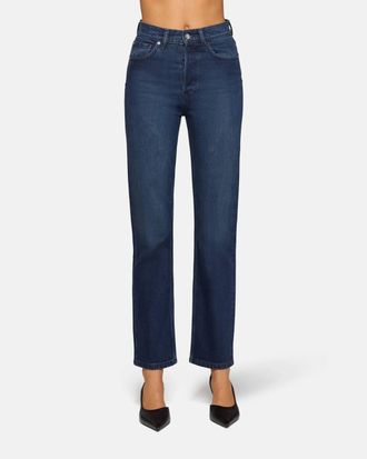 EB Denim High Rise Straight Leg Jeans In Midnight Ridge