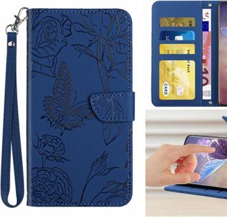 OEM Custodia A Libro In Similpelle Con Motivi Floreali E A Farfalla Per Motorola G 5g Plus, Con Cinturino Da Polso, Resistente Agli Urti E Alle Cadute