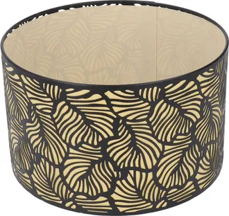 Elle Pantalla De L&aacute;mpara De Metal Hueca Negra Sunxury, Pantalla De L&aacute;mpara De Mesa De Metal, Con Forro Amarillo, Para Base E27 E14