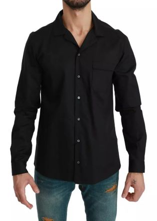 Dolce & Gabbana Blue Cotton Striped Pajama Lounge Mens Shirt