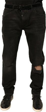 Dolce & Gabbana Zwarte Ripped Skinny Denim Jeans - Heren - Slim Fit Jeans - Zwart - 3XL - Denim - Jeans