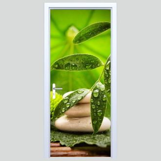 OEM Adhesivo De Tela Para Puerta Jard&iacute;n Zen Hojas Verdes 581pd