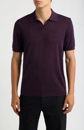 Jack Victor Wool Johnny Collar Polo in Purple at Nordstrom, Size Xx-Large