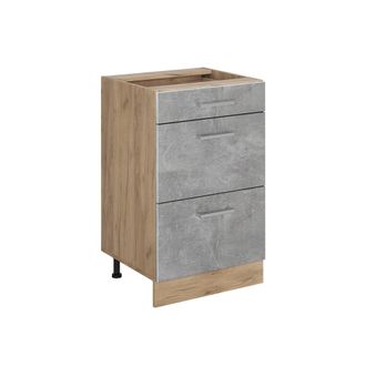 Vicco Mueble Bajo De Cocina R-line, Hormig&oacute;n/roble Dorado, 50 Cm Sin Encimera, Vicco