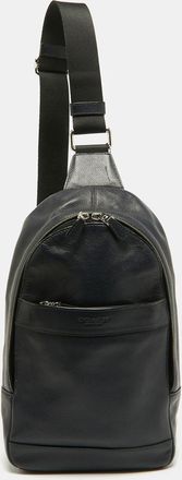 Coach Charles Navy Blue Leather And Mesh Sling Backpack