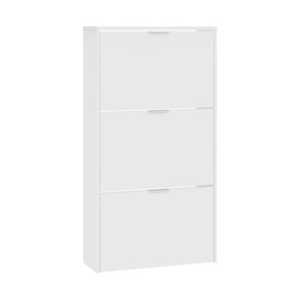 Dmora Zapatero De Tres Puertas Con Apertura Abatible, Color Blanco Brillo, 60 X 113 X 22 Cm., Con Embalaje Reforzado - Dmora