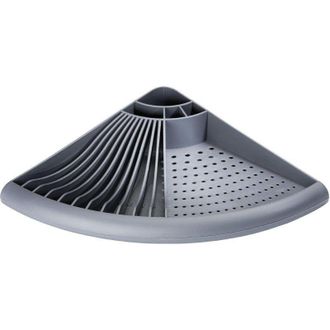 OEM Escurridor De Platos De Pl&aacute;stico, Escurridor De Esquina Que Ahorra Espacio, Pl&aacute;stico, 35x9x35 Cm, Gris