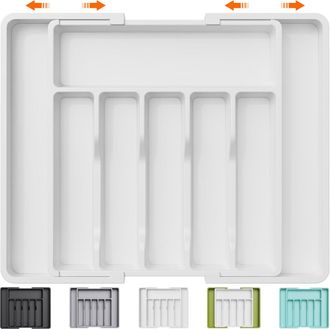 OEM Bandeja Para Cubiertos, Bandeja Extensible Para Cajones, Organizador De Cajones Ajustable Para Cocina, Almacenamiento Compacto De Pl&aacute;stico Para Cuchar