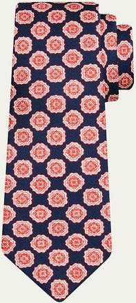 Kiton Mens Medallion Silk 7-Fold Tie