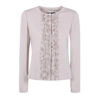 Emporio Armani Light Jackets, female, Pink, Size: M Ruffled Front Jacket