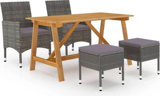 vidaXL Juego De Comedor De Jard&iacute;n De 5 Piezas Gris Vidaxl