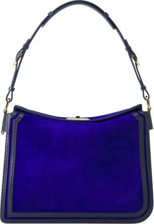Lanvin Compagnon Medium Asymmetrical Bag In Suede in Blue at Nordstrom