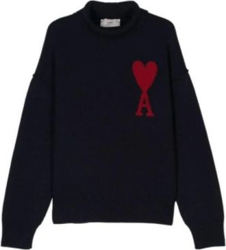 Ami Coqueline Montpellier Ronde Hals Knit - Dames - Ronde hals truien - Zwart - M - Wol - Truien & Vesten