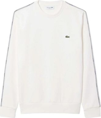 Lacoste Stripe Band Fleece Sweatshirt - Heren - Longsleeves - Wit - L - Katoen - Tops
