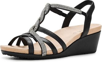 Life Stride Miami Womens Sandals Black : 9.5 W (C), Faux Leather