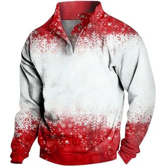 Generic Christmas Jumpers for Men 1/4 Zip Funny Graphic Xmas Sweatshirt Stand Collar Long Sleeve Ugly Christmas Jumpers Winter Warm Holiday Sweaters