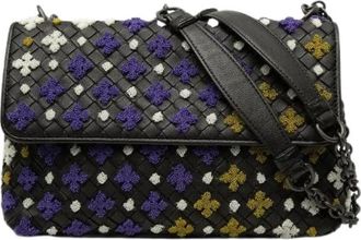 Bottega Veneta Pre-owned Olimpia Intrecciato Embroidery Leather Shoulder Bag - Dames - Vintage Schoudertas - Veelkleurig - ONE Size - Leer - Vintage