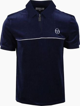 Sergio Tacchini Mens SERGIO TACCHINI CARDONA VELOUR ZIP POLO MARITIME BLUE/WHITE - Navy - Size: 44