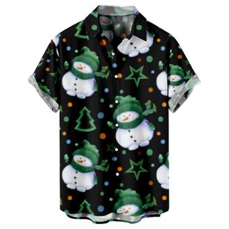 Generic Flannel Shirt Mens 2024 Christmas Polo Long Sleeve Bowling Shirts for Men Short Sleeve Shirt Casual Slim Fit Shirt Long Sleeve T Shirt Mens Cotton (Gr