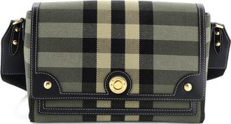 Burberry Note Check Canvas and Leather Medium crossbody bag - Groen
