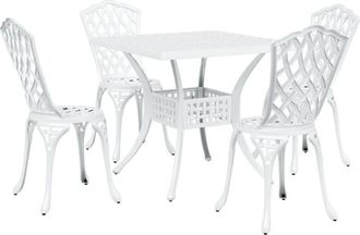 vidaXL Garden Table Set 5 pcs White 80 x 80 x 75 cm Cast Aluminium vidaXL