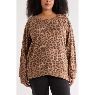 Threads 4 Thought Leopard Print Organic Cotton Blend Fleece Tunic in Neutral Multi at Nordstrom Rack, Size 3 X