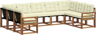 vidaXL Conjunto De Sof&aacute;s De Exterior 9 Uds. Natural Y Crema Vidaxl