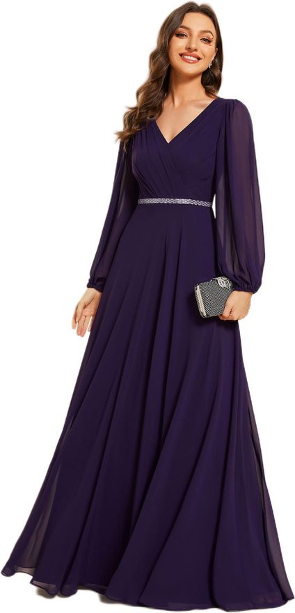 EVER-PRETTY Elegant Neck Tie V-Neck Flutter Formal Gown | SHEIN A