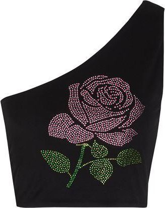 8 by YOOX PRINTED JERSEY ONE-SHOULDER TOP