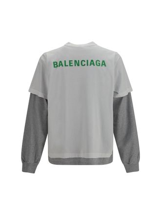 Balenciaga Double-Sleeve Cotton T-Shirt - White