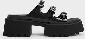 Charles & Keith Nadine Patent Triple-Strap Platform Sandals