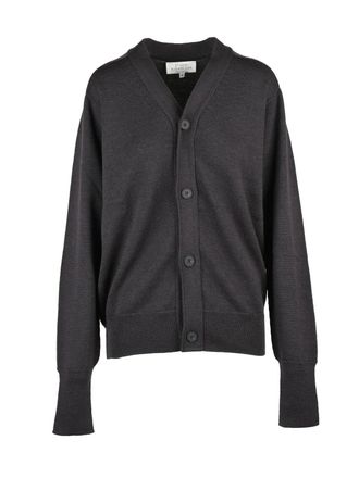 STUDIO NICHOLSON Red V-Neck Extrafine Merino Wool Cardigan