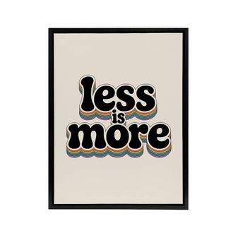 Artery8 Less Is More Retro Rainbow Font Typography Framed Canvas Art Print in Beige | Size: W24 x H32