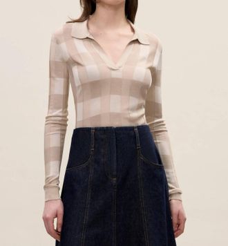 Rebecca Taylor Sheer Gingham Sweater In Sand