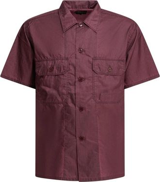 Beams Plus Mil Sht Shirt - Heren - Korte mouwen Overhemden - Roze - XL - Nylon - Overhemden