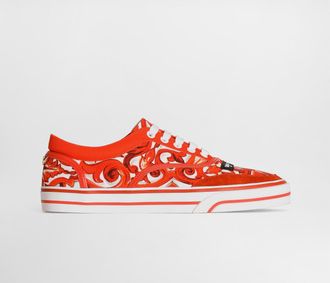 Dolce & Gabbana Dg Sailing Sneakers In Majolica-print Canvas - Woman Sneakers Multicolor 37.5