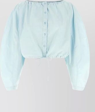 Rotate long sleeve crop top elastic hem tie