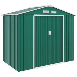 OUTSUNNY Caseta De Jard&iacute;n De 2,42 M&sup2; - Caseta Para Herramientas Con Kit De Cimentaci&oacute;n - Puerta Con Cerradura - Dimensiones: 213 Cm De Largo X 130 Cm De Ancho 