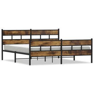 Berkfield Home Metal Bed Frame without Mattress Smoked Oak 200x200 cm in Brown
