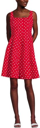 Lands End Princess Seam Poplin Above the Knee Dress in Compass Red Dot at Nordstrom, Size X-Small