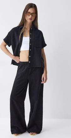 Twik Womens Wide-leg organic cotton gauze pant