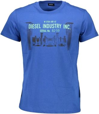 Diesel Cotton T-Shirt - Heren - T-shirts - Blauw - XL - Katoen - Tops